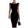 2026 Elegant Sleeveless Wrap-Fit Midi Dress With Off-Shoulder Neckline Women