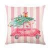 4pcs/Set Christmas Tree Linen Printed Pillowcase Christmas Sofa Decorative Back Cushion Cover Cushion Cover without Pillow Core