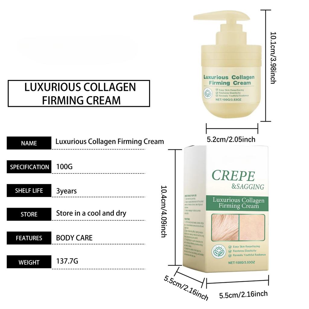 Collagen Firming Body Cream Lifting Firming Smoothing Wrinkle Lighten Dark Spots Even Skin Tone Moisturzing Tighten Body Lotion