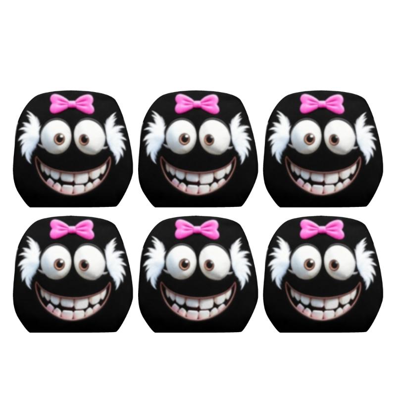 Playful Cartoon Eye Car Headrest Cover Cartoon Bows Design Strong Polyester Decorations Universal Auto Accessories