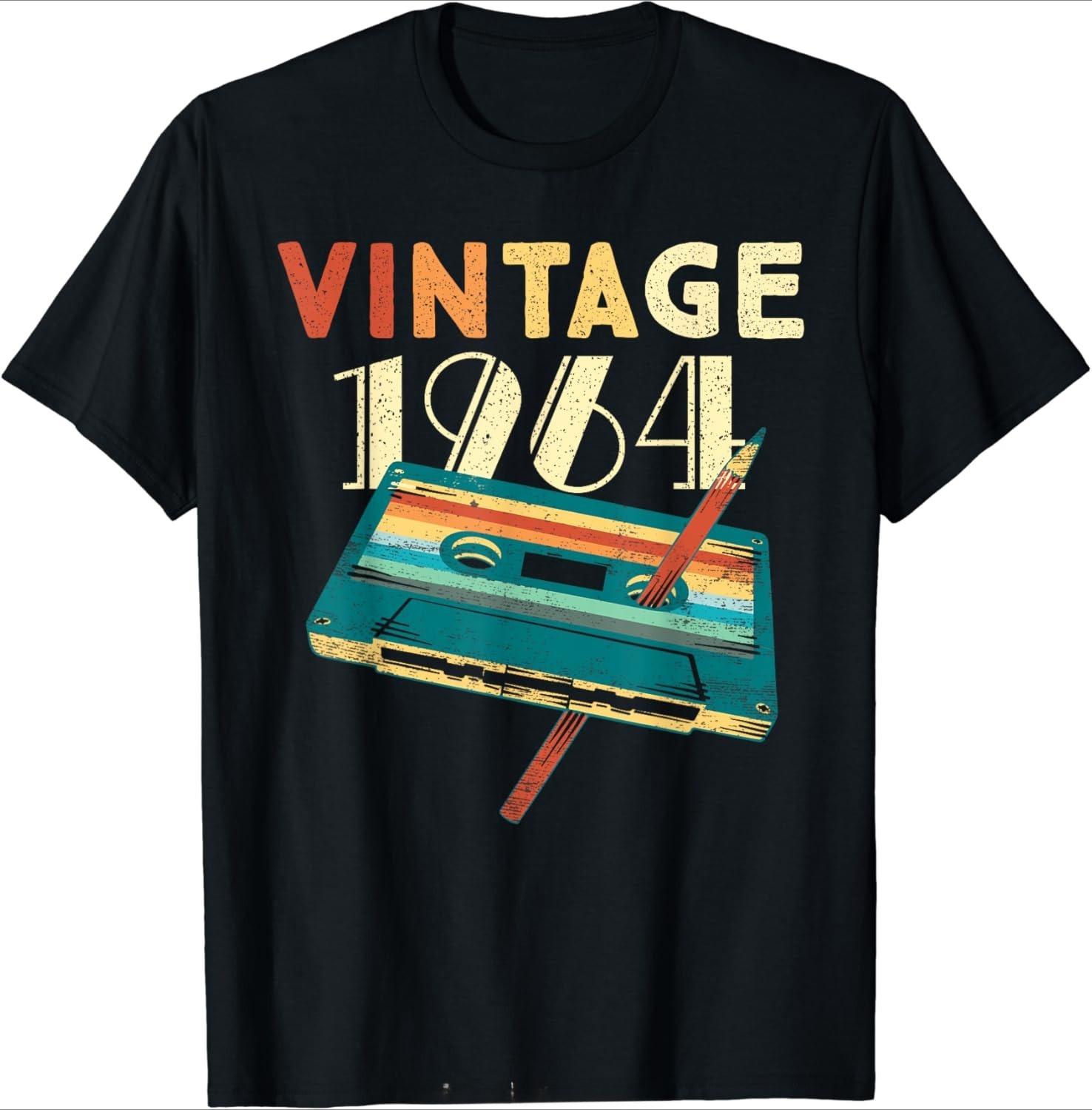 Vintage 1964 Retro Cassette Tape Birthday T-shirt XL