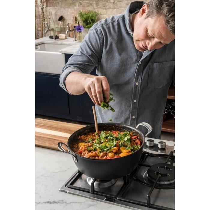 Poêle à frire - tefal - jamie oliver h9125444 - 30 cm - antiadhésif - induction - aluminium anodisé dur