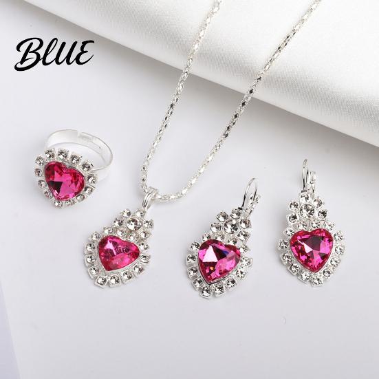 Trendy Jewelry Set Heart for Women Shiny Rhinestone Unique Design