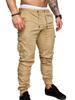 Men's Spring and Autumn Long Pants Fashion Casual Drawstring Elastic Pants Solid Trousers with Pockets