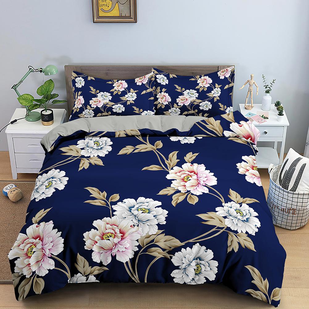Tropické květy King Queen Ložní souprava Barevný Vintage Květinový Povlak na přikrývku Zelené listy Povlak na přikrývku Polyesterový Povlak na peřinu