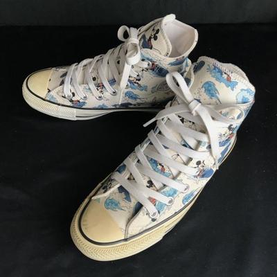 Disney × Mickey High-Top Sneakers White Light Blue 23.0cm(USED)