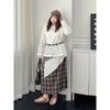 Plus size women clothing [Maillard Set] Autumn Chubby Girl Bohemian Waste Soil Wind Cover up Skirt Two-piece Set