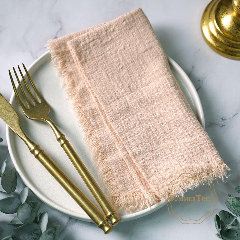 20PCS Napkins 41x41CM Cotton Cloth Gauze Retro Burr Rustic Kitchen Tea Towel Wedding Party Dinner Christmas Napkin Table Decor