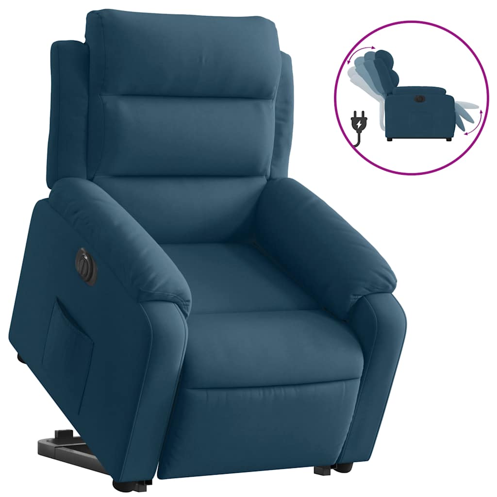 Electric Recliner Chair with Rising Function Blue Velvet