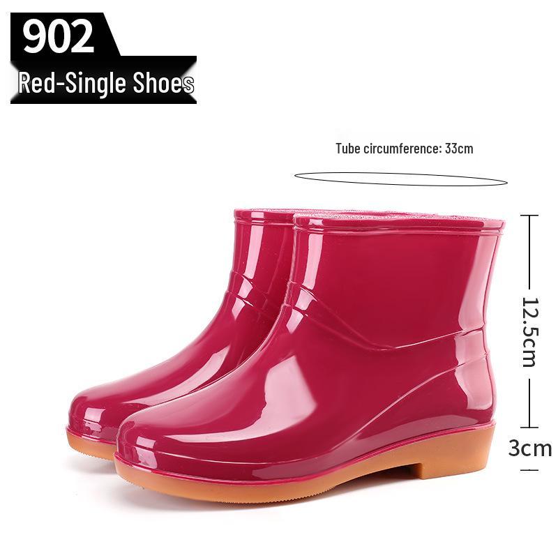 Women's Slip-On Waterproof Short Rain Boots, Non-Slip Mom Shoes for Kitchen, Home & Garden with Tendon Sole