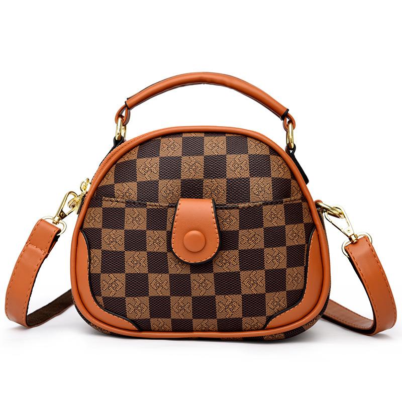 Mehrschichtige Mamatasche im Schachbrett-Stil im Herbststil, hochwertige Nischen- und vielseitige Handtasche, Nischendesign, Umhängetasche für Mobiltelefone