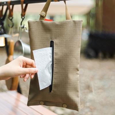 Camping Hanging Tissue Storage Bag with Handle Heavy Duty Oxford Cloth Waterproof Car BBQ Picnic Outdoor Napkin Holder Dispenser Pouch