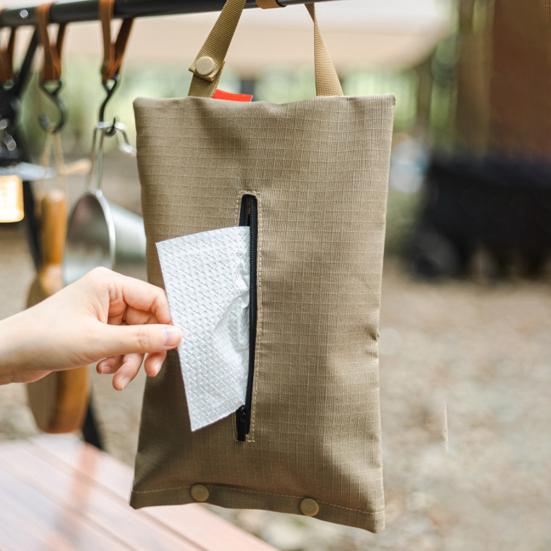Camping Hanging Tissue Storage Bag with Handle Heavy Duty Oxford Cloth Waterproof Car BBQ Picnic Outdoor Napkin Holder Dispenser Pouch