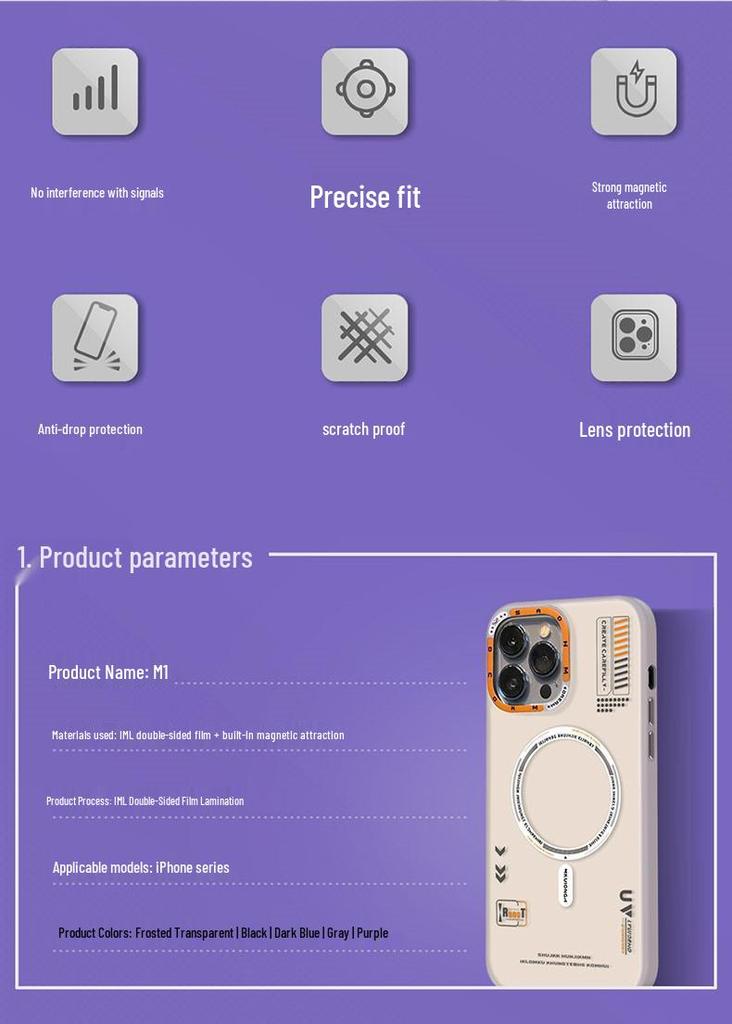 Trendy Skin-Feel Matte iPhone 16 Pro Max Magnetic Drop-Proof Protective Case