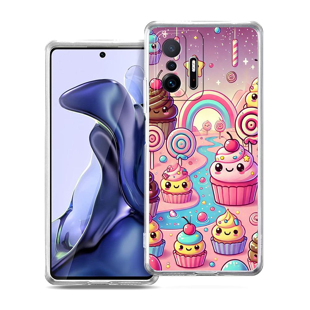 Transparent Phone Case for Xiaomi Mi 14 13 12 11 Ultra 13T 12T 11T Poco X3 NFC F3 F6 Pro Lite Soft TPU Shell Ice Cream Pattern