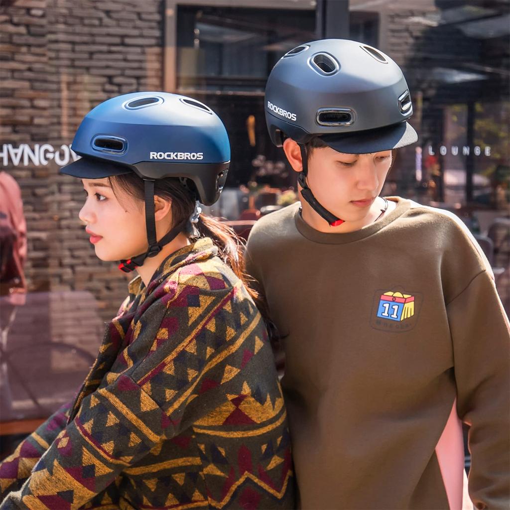 ROCKBROS Bicycle Half Cap For Head Circumference Includes Junior High School City Urban Black Helmet, Lightweight, Helmet, Commuting, Adults, 57-61cm,