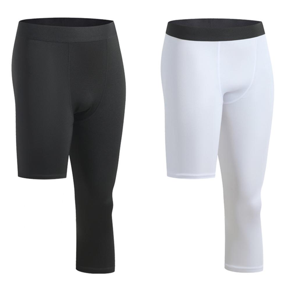 Pantaloni tăiați pentru antrenament pentru bărbați, strat de bază, pentru alergare, sport strâmți, jambiere cu un picior, baschet, yoga, fitness, pantaloni tăiați