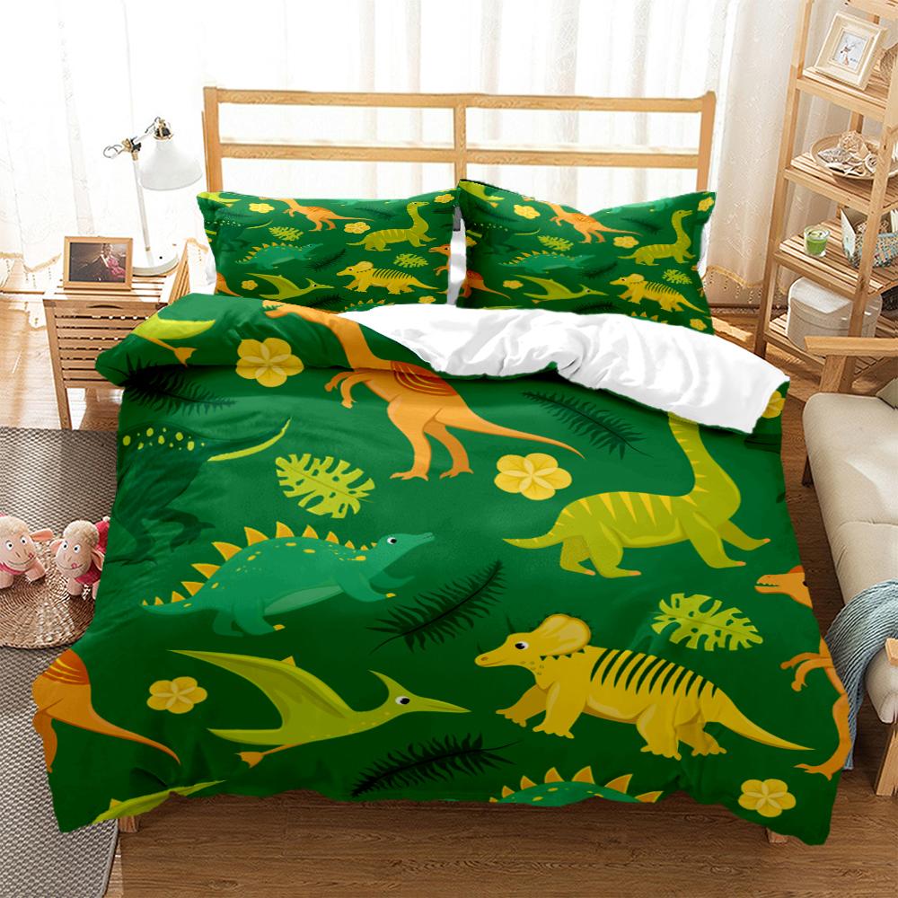 Comforter Cartoon Dinosaur Hd Print Polyester Bedding Setsteens Boy Girl Or Adults For Beds King Size Bedding Set