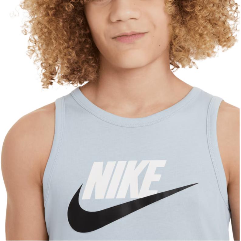 Nike Sportswear Essentials Logo Print Crew Neck Sleeveless Soft Comfortable Casual Sports Kids Tops Light-Army-Blue FV5325-440