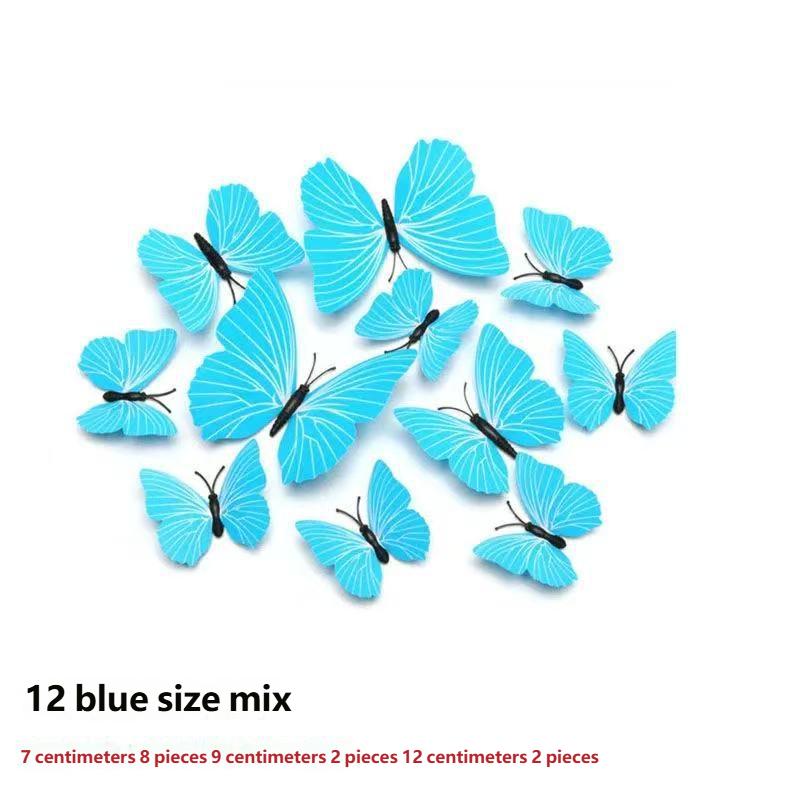 12pc Multicolor 3D Butterfly Wall Stickers Art Decal Living Room Solid Color Butterflies Wallpaper For Home Decor Mural Decals