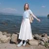 Sancai 2025 Autumn Elastic High-Waist A-line Long Skirt