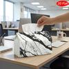 2D Flat, 1pc Tissue Box, Printed On Both Sides, Tissue Box Holder Black And White Marble Textured Surface Multifunctional Napkin Dispenser for Home, P