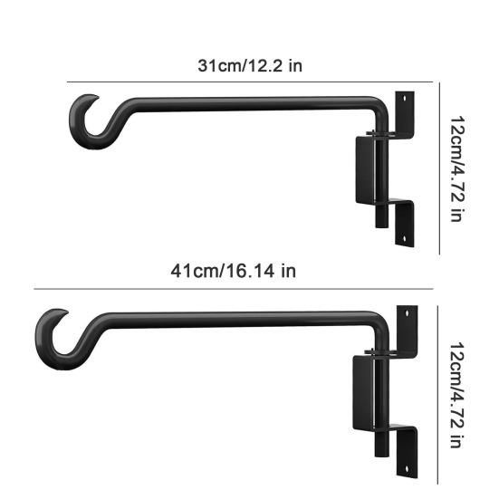 Yousheng 2 szt. Obrotowe Haki do Wieszania Roślin Metalowe Wytrzymałe Haki Ścienne Regulowane Haki do Koszy na Rośliny do Wieszania Dzwonków Wiatrowych Karmników dla Ptaków Balkon Ogród
