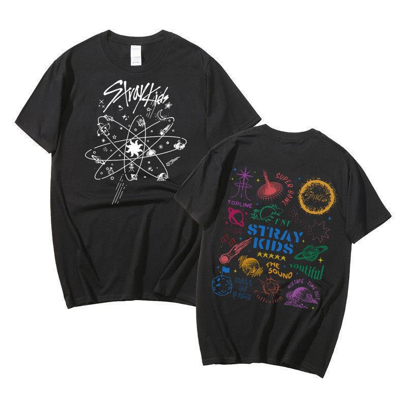Support Stray Kids Combination Around Harajuku Print Fashion Men S And Women S T-Shirts Tops Short Sleeves S