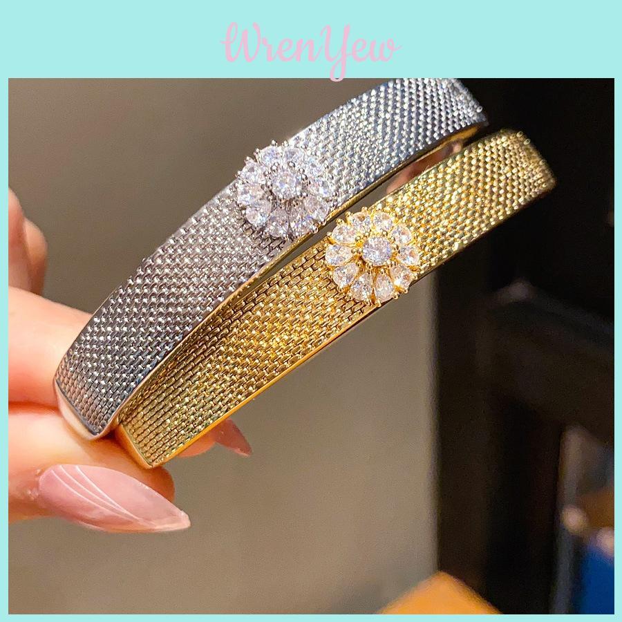 Elegant Flower Jewelry Bracelet With 18k Gold Plating For Womens Fashion Gift