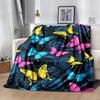 1pc Color Butterfly Printing Lightweight Flannel Blanket, Comfortable and Warm Blanket, for Camping Sofa Bed and Couch Office, In All Seasons