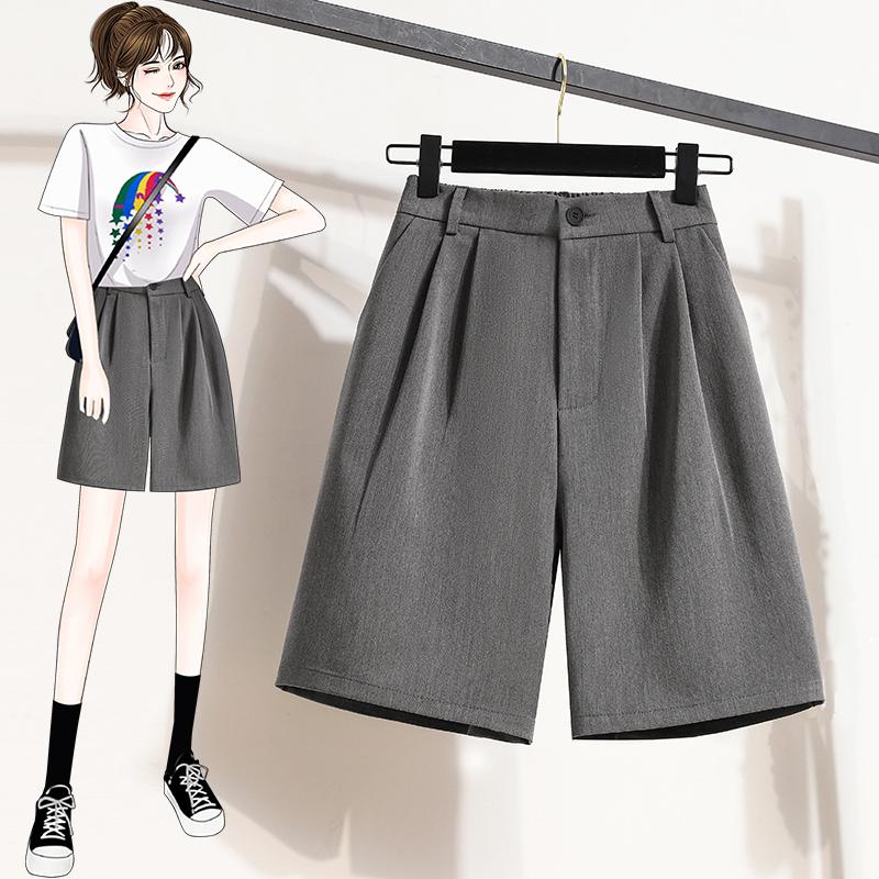 Dimanaf 2024 Dámské letní kalhoty plus size Kalhoty se širokými nohavicemi Šortky s vysokým pasem Elastické Volné Ležérní Základní A-linie Krátké kalhoty