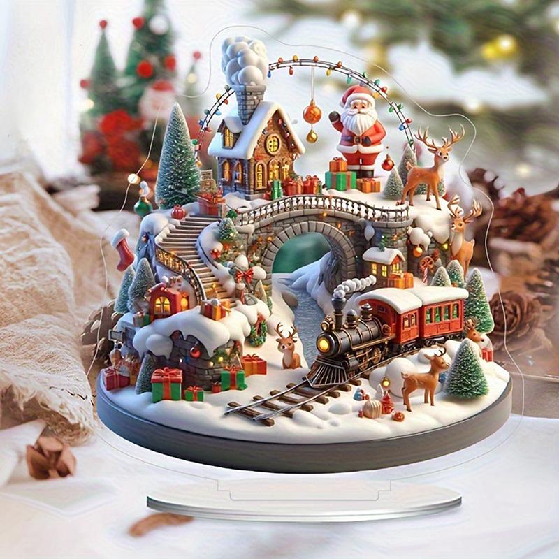 2D Flat Christmas Merry Carousel Christmas Scene Festival Decor Bedroom Office Desktop Ornaments Home Decoration Christmas Gifts