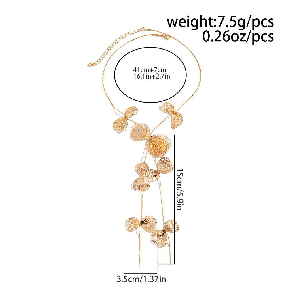 Ingemark Kpop Flower Petal Long Tassel Chest Chain Necklace for Women Trend 2025 Wedding Bridal Sexy Choker Neck Jewelry Gift