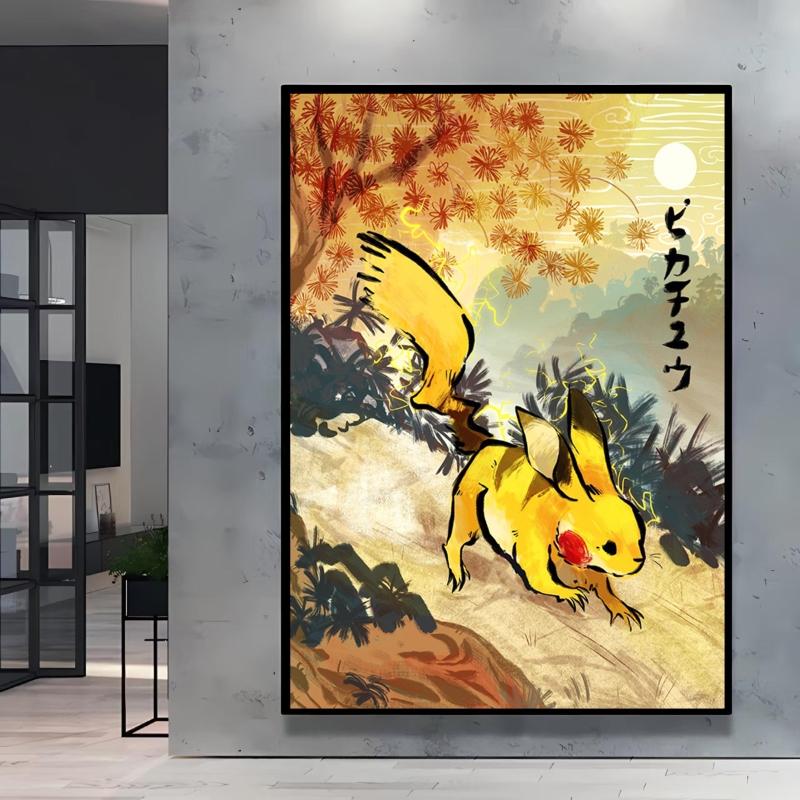 Leinwand Kunstwerk Malerei Pokemon Schiggy Poster Cartoon Bild Klassisch Haus Schlafzimmer Dekoration Gemälde Kindergeschenk