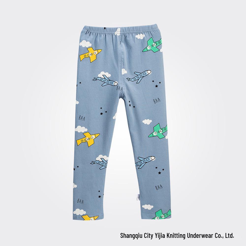 2025 Herbsthose für Kinder, Klasse A, Lycra & Reine Baumwolle, Cartoon-Print, Eng anliegend, Unisex, Warme Funktionsunterwäsche