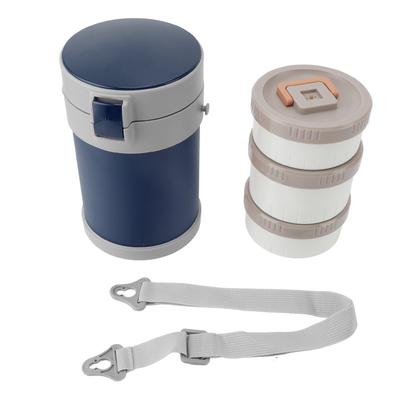 Insulated Food Jar 2L 3 Tier Microwave Safe 304 Stainless Steel Vacuum Lunch Box with Shoulder