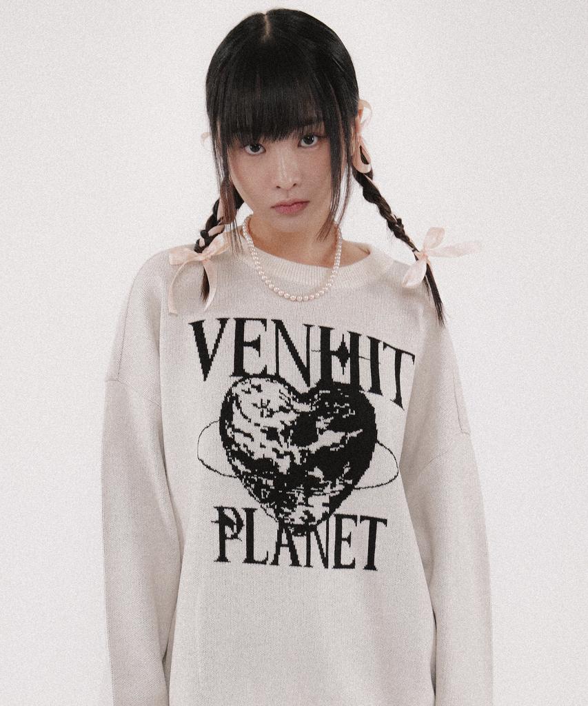 VENHIT Black Planet Jacquard Knit [Ivory]
