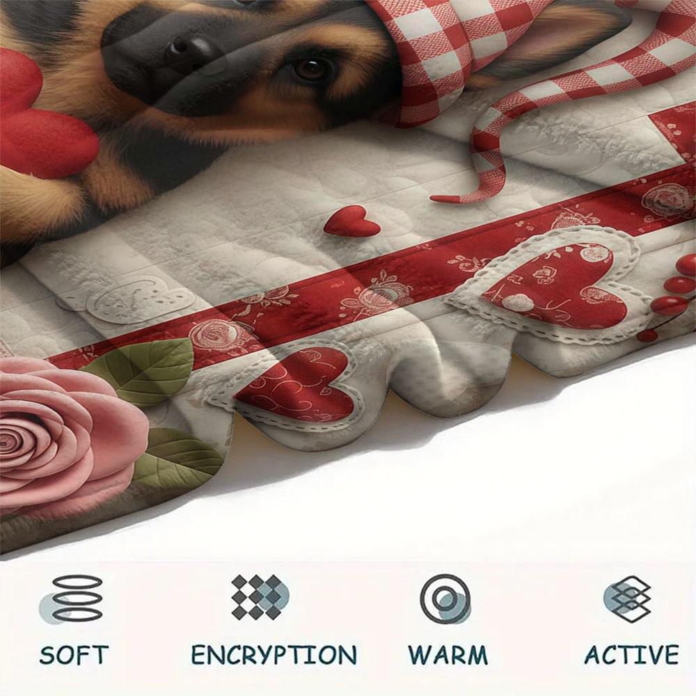 1Pc Quilteddogs Print Flannel Blanket, High quality Comfortable for All Seasons, Home Decor, Warmth and Comfort, Perfect for Christmas Gifts