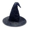 Black Velvet Pleated Witch Hat for Halloween Costume Accessories