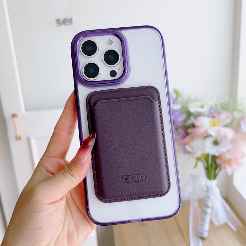Magnetic Card Slot Clear Phone Case For iPhone 16 Pro Max 15 14 Pro 13 12 11 for Magsafe Shockproof Metal Lens Frame Protection Cover