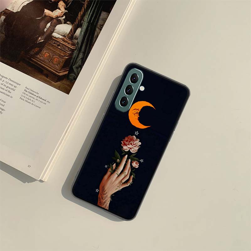 Luxury Moon Star Flower Phone Case for Samsung A54 A14 A24 A34 A17 A37 A57 A55 A35 A25 A15 A07 A05S A04S A12 A22 A32 A52S A72 Ga