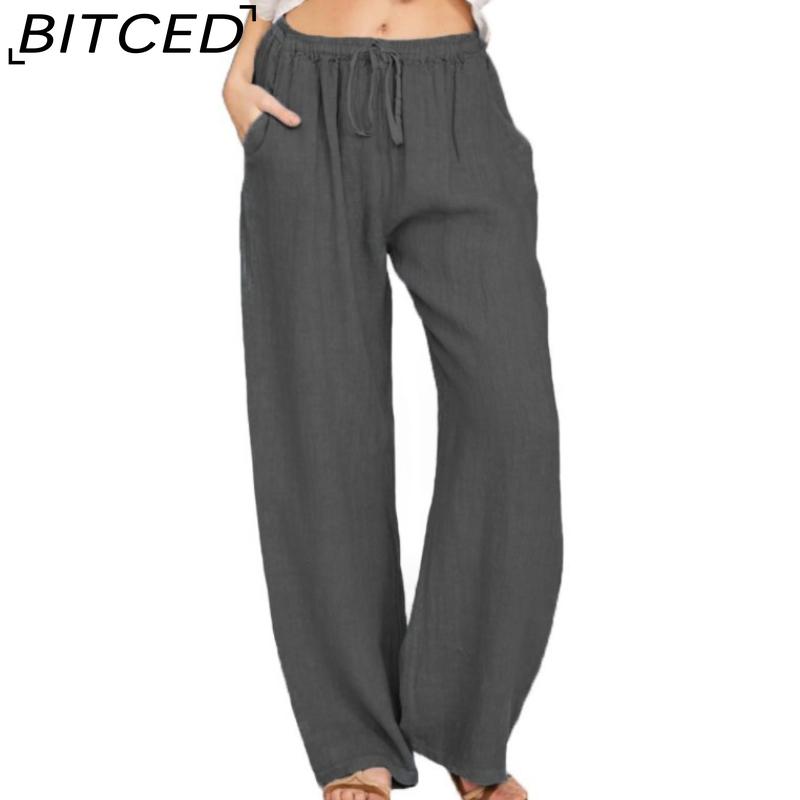BITCED 10Color Women's Fashion Casual Solid Color Print Pants & Capris