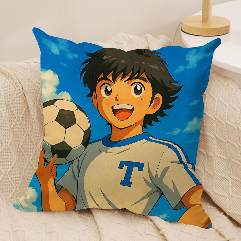 Anime CCaptain Tsubasa Cushion Cover Soft Plush Fabric DoubleSided Printed Sofa Cushion Cover for All Seasons Home Decor Gift