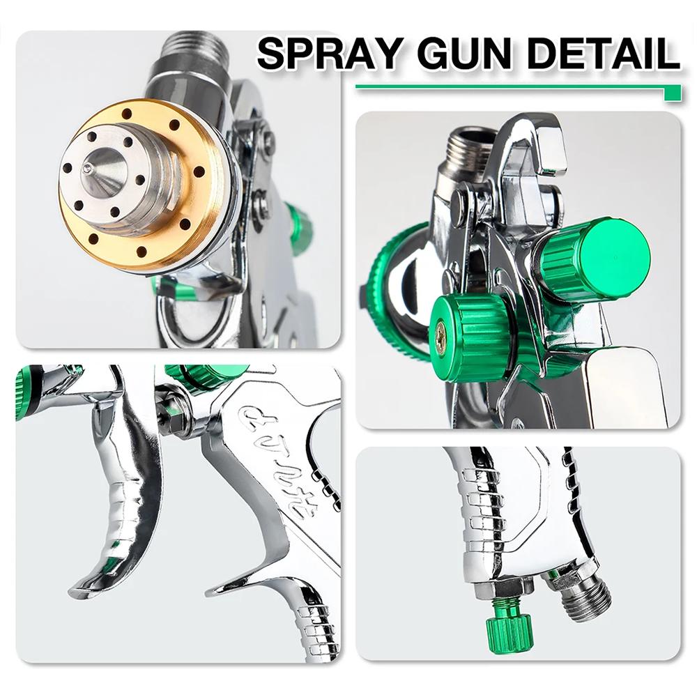 HVLP Spray Gun 1.4+1.7+2.0mm Nozzle Kit with Air Regulator Filters +10PCS No-clean Paint Mixing Cups High Quality Spray Gun