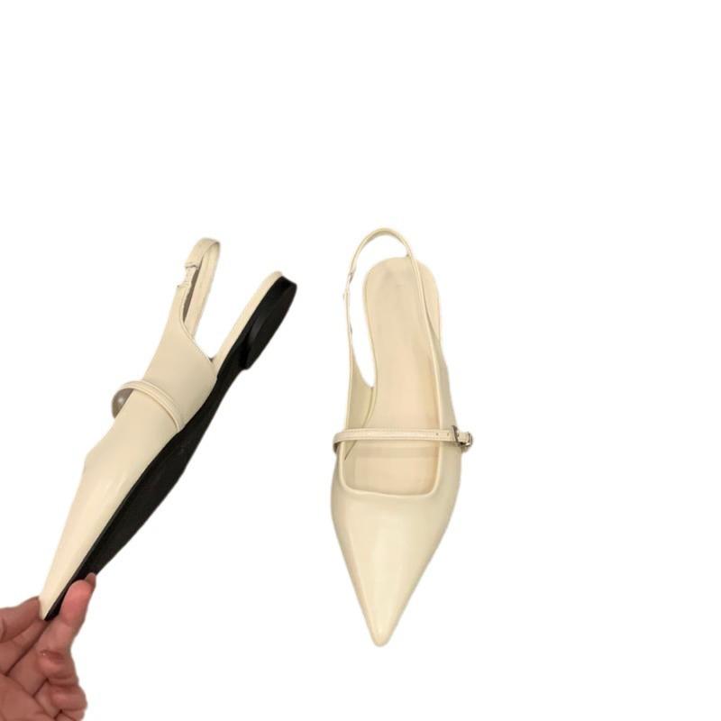 Flat-bottomed bag head sandals women's 2025 new spring and summer new pointed niche design sense one word with empty single shoes