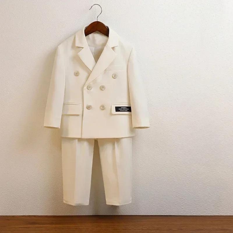 Suit for Boys Fall Casual Children School Uniform Outfits Handsome Kids Host Performance Costume 2-12Y Boy Birthday Blazers Set