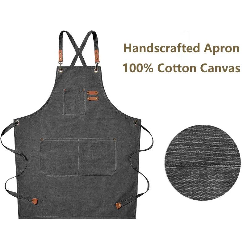 New Fashionable Waterproof Canvas Kitchen Apron Women's Men's Chef Work Apron Barbecue Restaurant Bar Store Cafe Beauty Nail Studio Uniforms