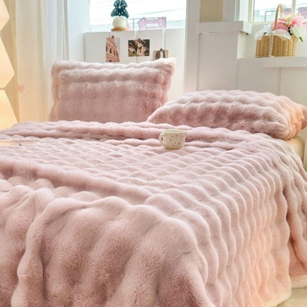 2pcs Warm Plush Fur Pillowcase Fluffy Pillow Cover Solid Color Sleep Pillowcase  Dormitory