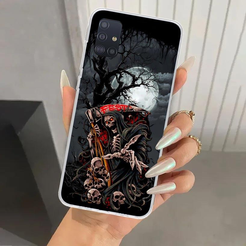 

Death Grim Reaper Skull Scythe Phone Case for Samsung Galaxy A52 A32 A22 A12 A02S A50S A30S A10S Note 20 Ultra 10 Plus S10 A31 A Samsung S10