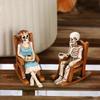 Rocking Chair, Skeleton Couple Statue Set, Halloween Home Table Decoration, Resin Handicrafts